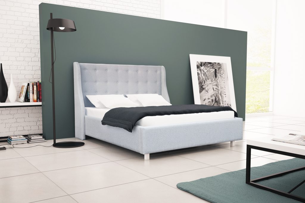 sypialnia w stylu minimalistycznym - łóżko tapicerowane Wings